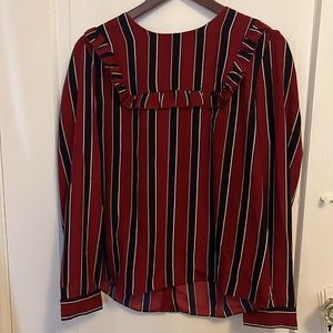 Cute striped maroon and black blouse. Brand new with tags.